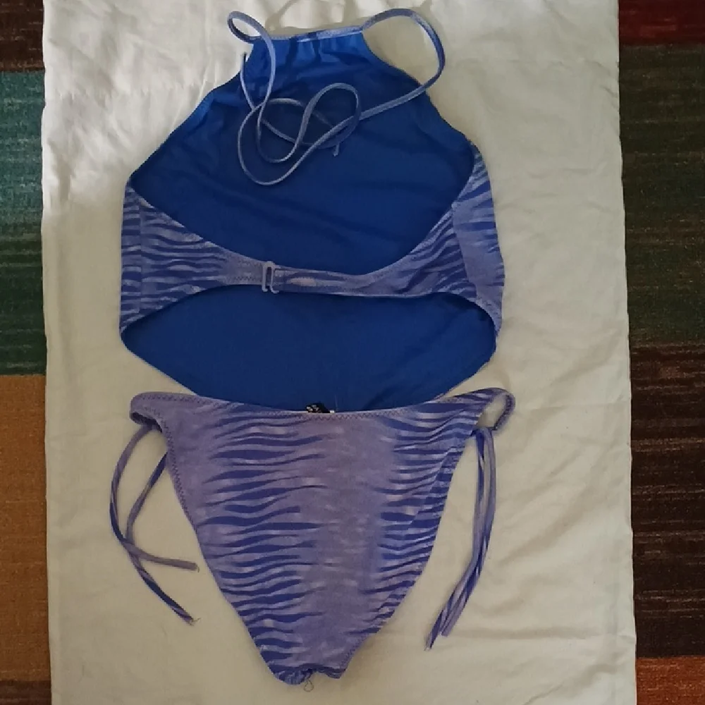 Kids Blue Zebra Print One Piece - Picture 4 of 4